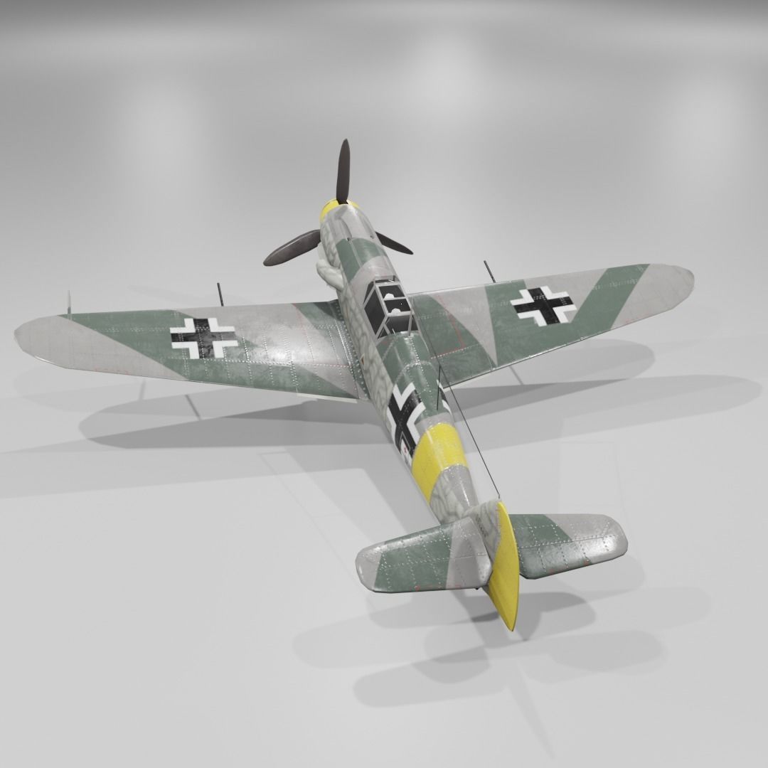 Messerschmitt Bf 109 F-1 Fighter Aircraft  Low-poly 3D model_24