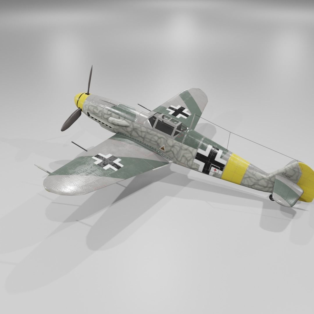 Messerschmitt Bf 109 F-1 Fighter Aircraft  Low-poly 3D model_26