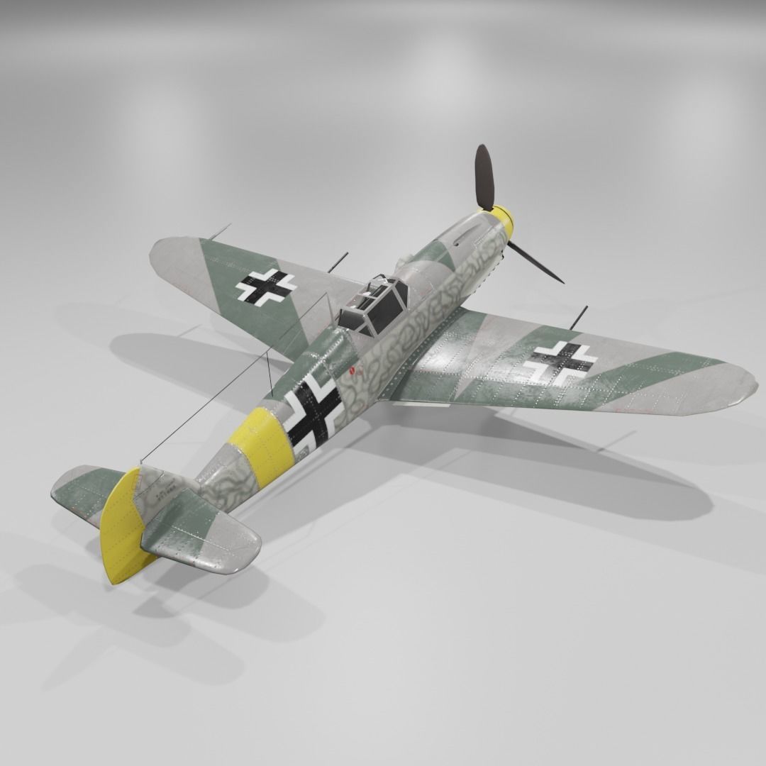 Messerschmitt Bf 109 F-1 Fighter Aircraft  Low-poly 3D model_22