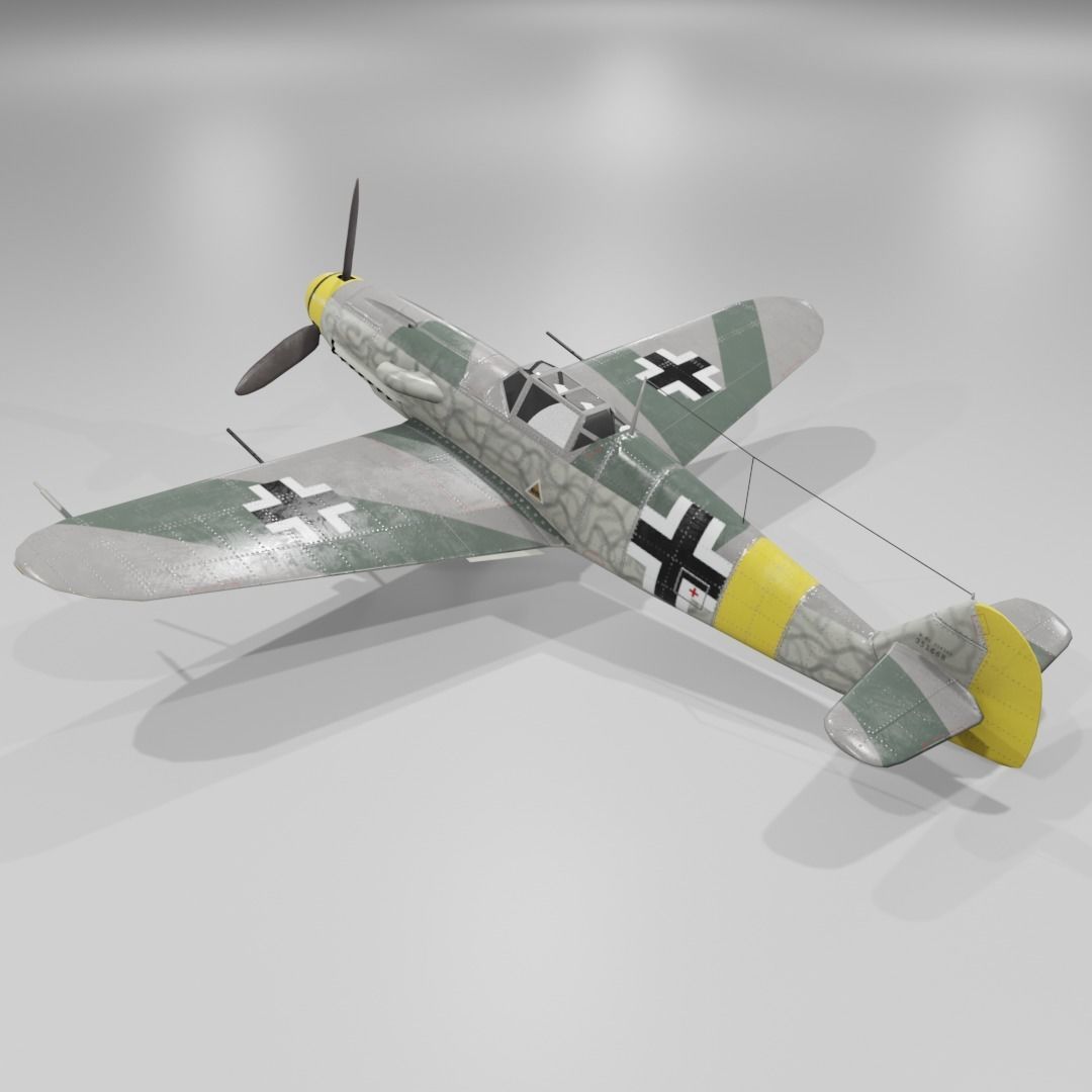 Messerschmitt Bf 109 F-1 Fighter Aircraft  Low-poly 3D model_8