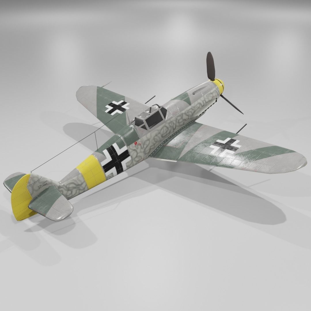 Messerschmitt Bf 109 F-1 Fighter Aircraft  Low-poly 3D model_6
