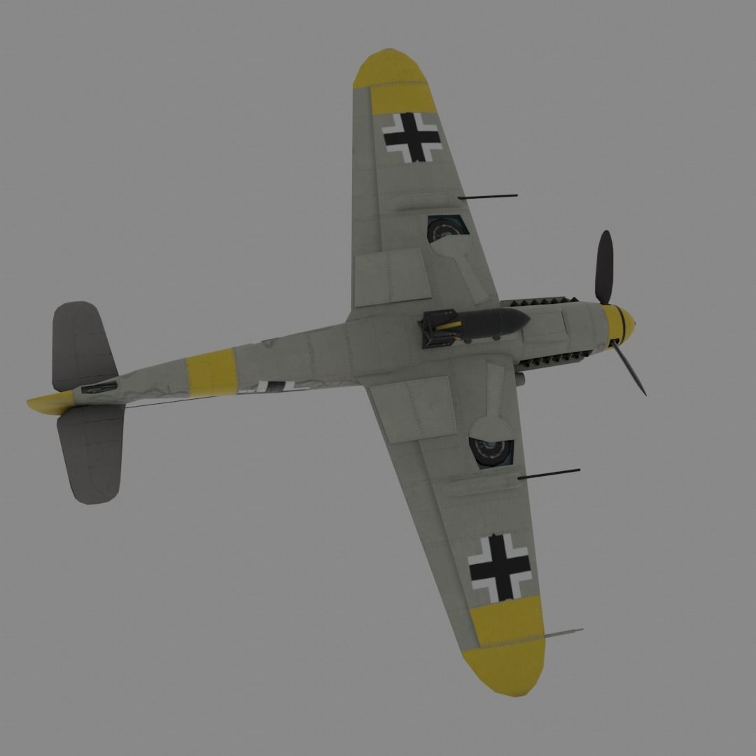 Messerschmitt Bf 109 F-1 Fighter Aircraft  Low-poly 3D model_12