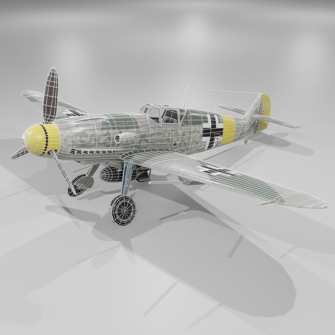 Messerschmitt Bf 109 F-1 Fighter Aircraft  Low-poly 3D model_3