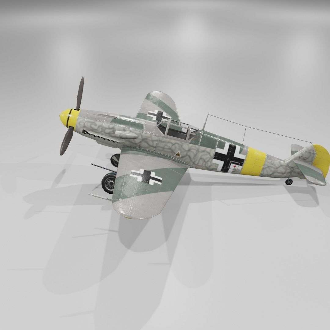 Messerschmitt Bf 109 F-1 Fighter Aircraft  Low-poly 3D model_27