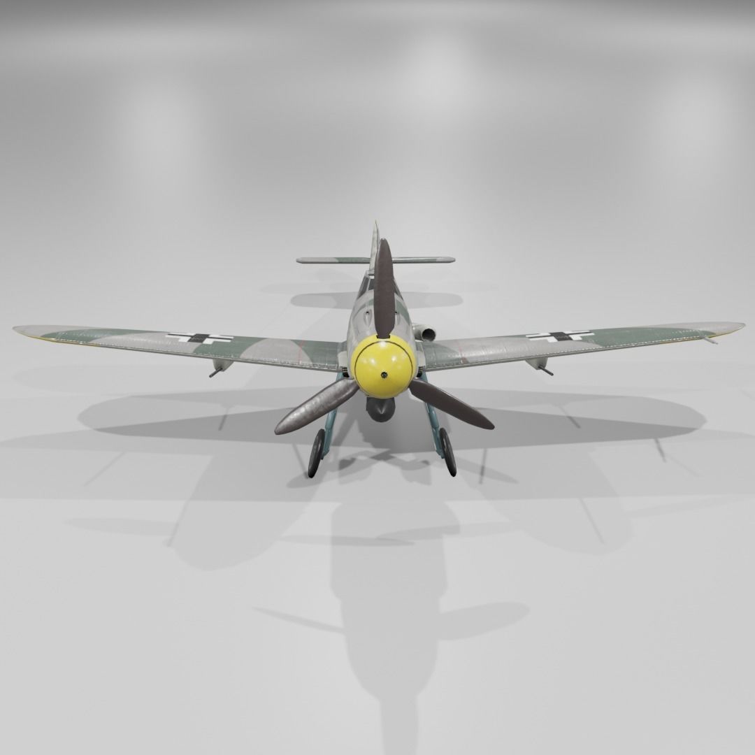 Messerschmitt Bf 109 F-1 Fighter Aircraft  Low-poly 3D model_16