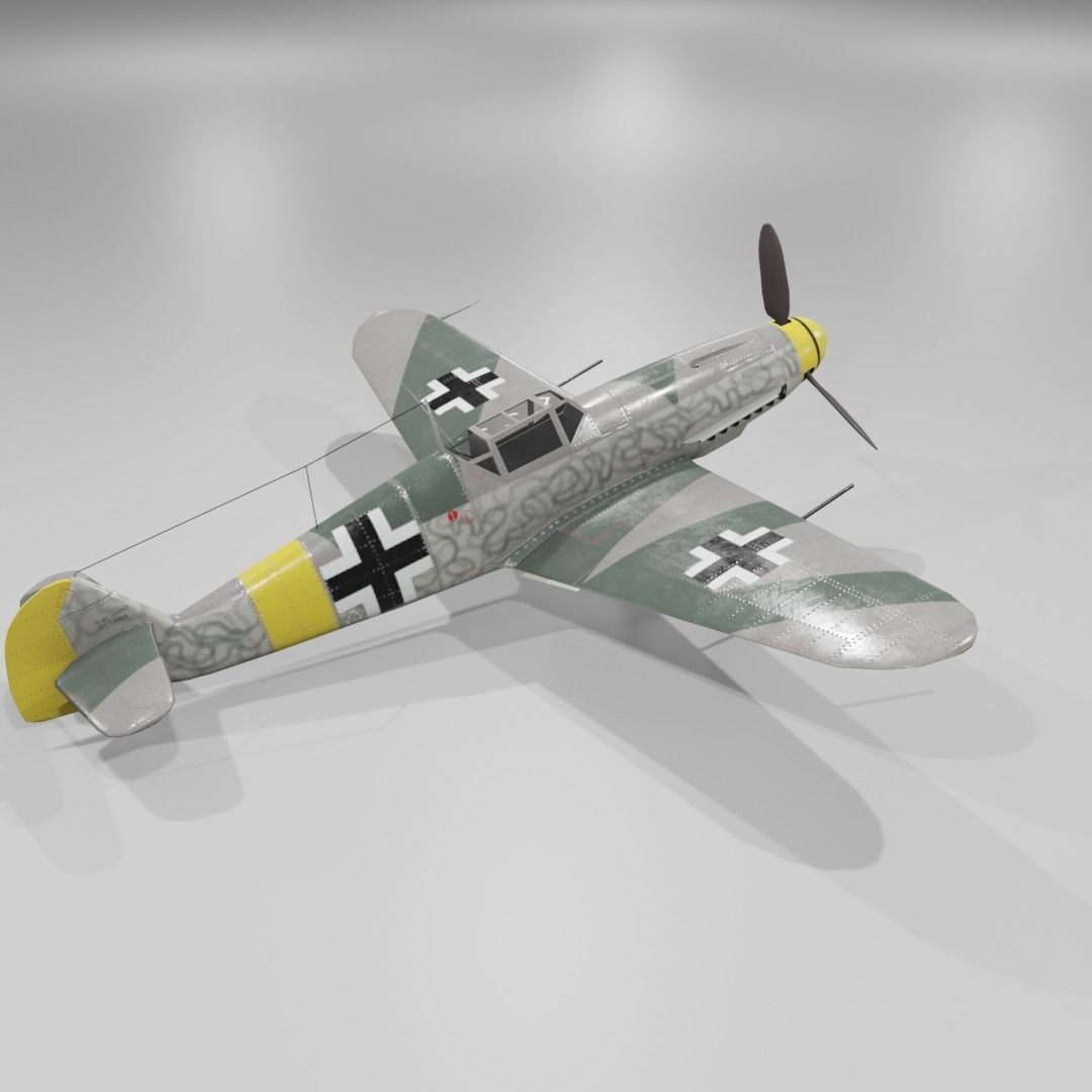 Messerschmitt Bf 109 F-1 Fighter Aircraft  Low-poly 3D model_21