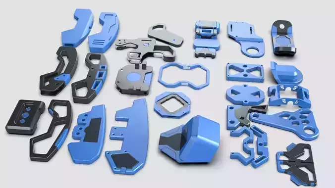 Robo Part sets kit hard surface robotic  3D model