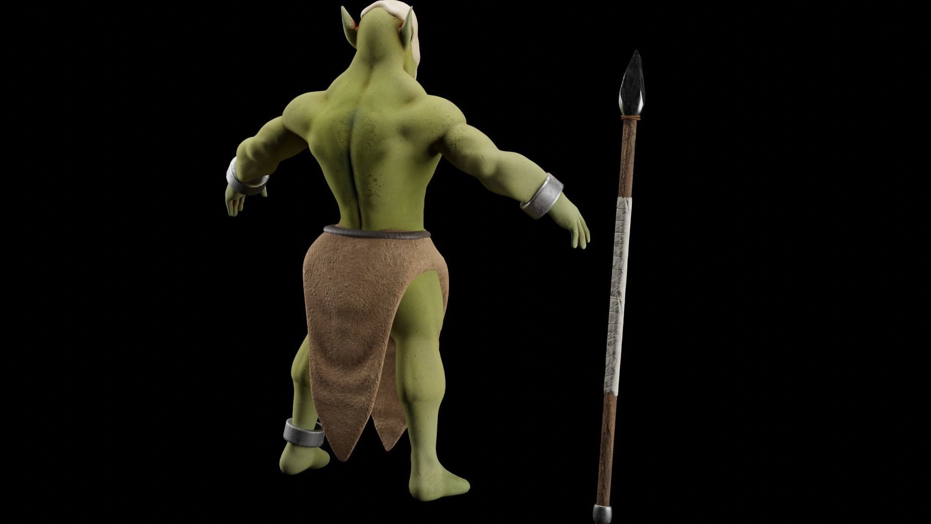Low poly hunter model humanoid with bow and arrow Low-poly 3D model_5