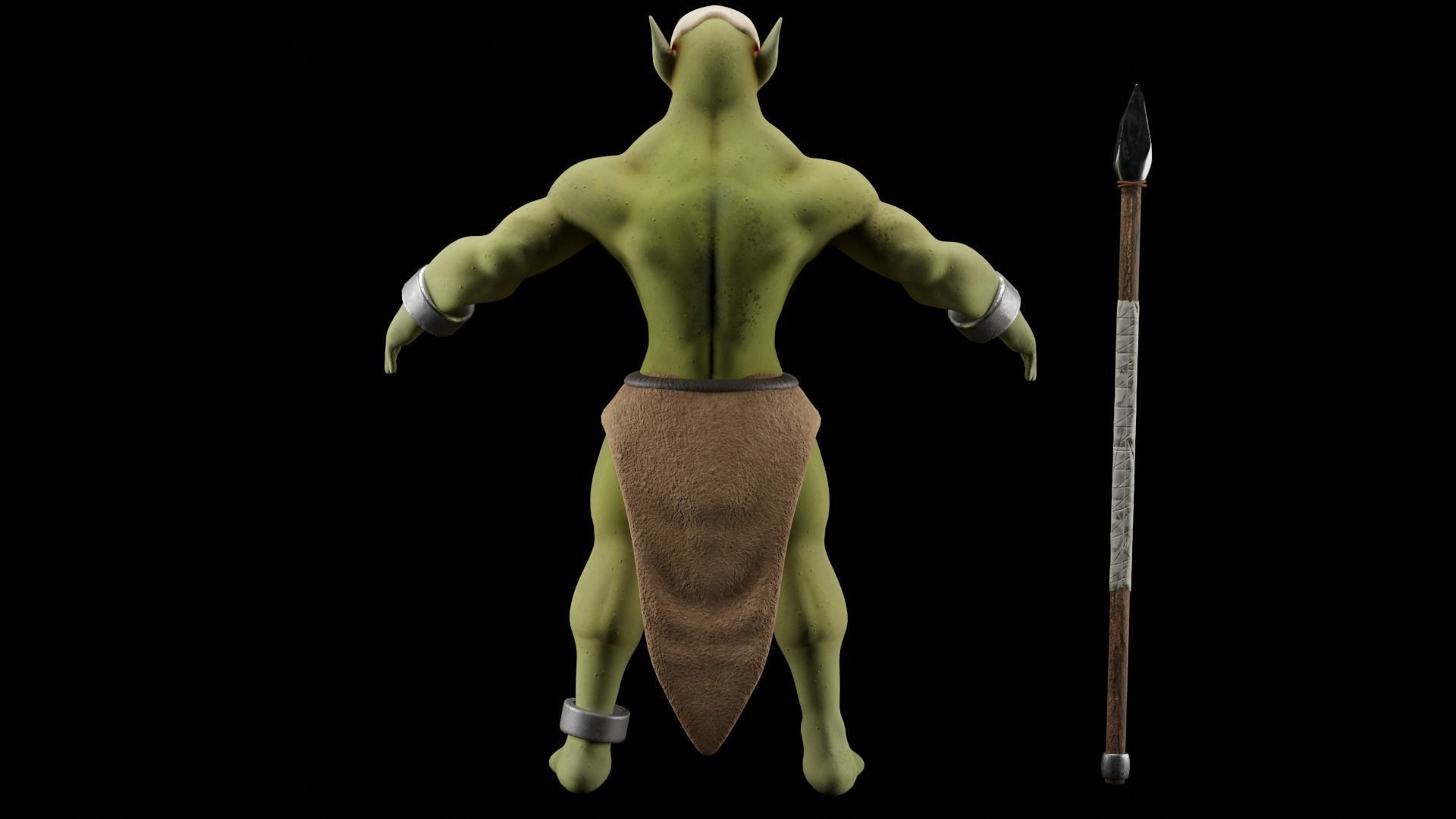 Low poly hunter model humanoid with bow and arrow Low-poly 3D model_6