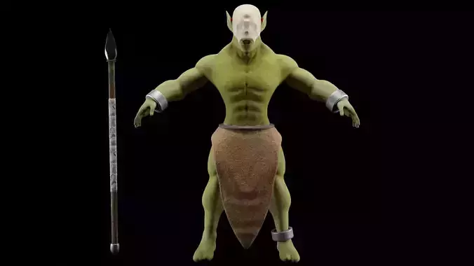 Low poly hunter model humanoid with bow and arrow