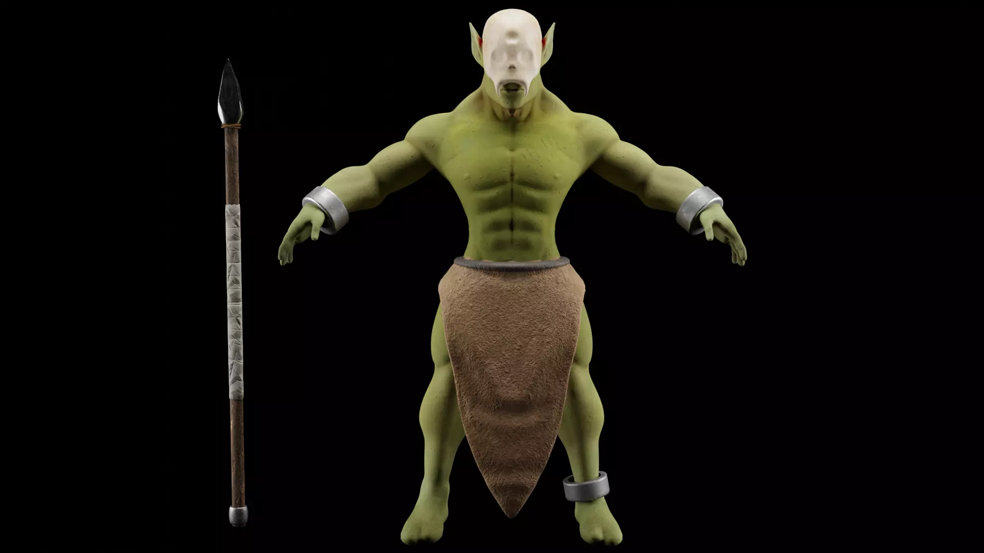 Low poly hunter model humanoid with bow and arrow Low-poly 3D model_0