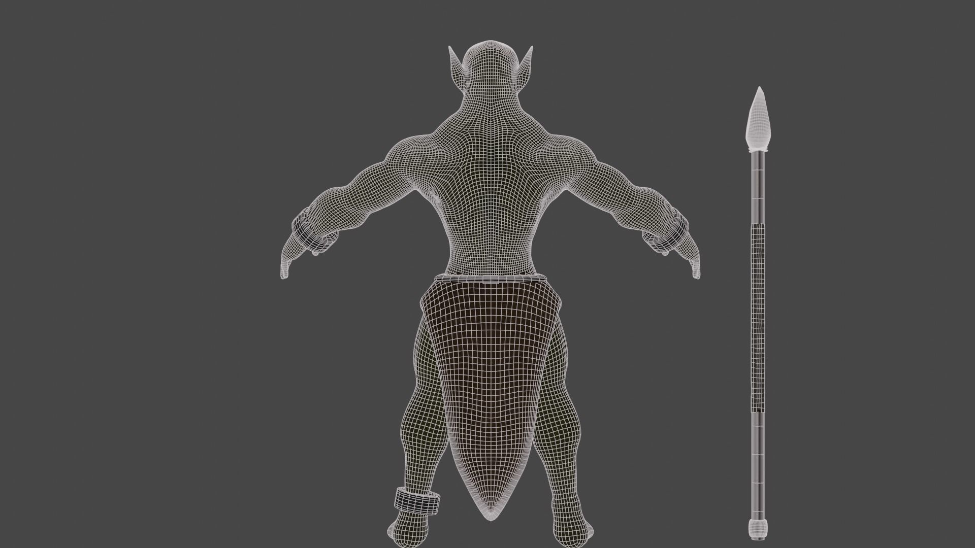 Low poly hunter model humanoid with bow and arrow Low-poly 3D model_8