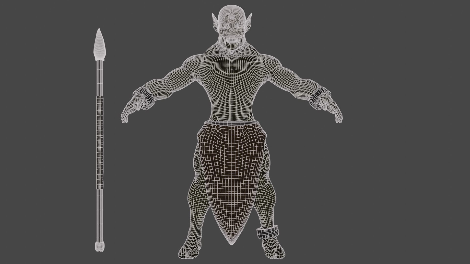 Low poly hunter model humanoid with bow and arrow Low-poly 3D model_7