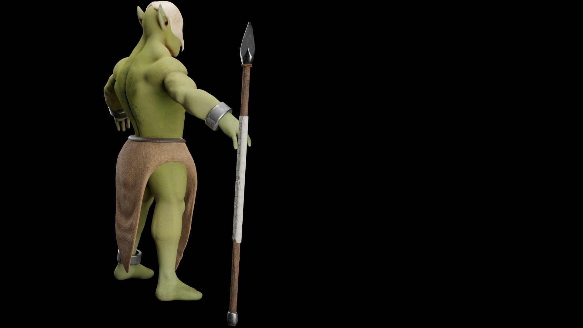 Low poly hunter model humanoid with bow and arrow Low-poly 3D model_4