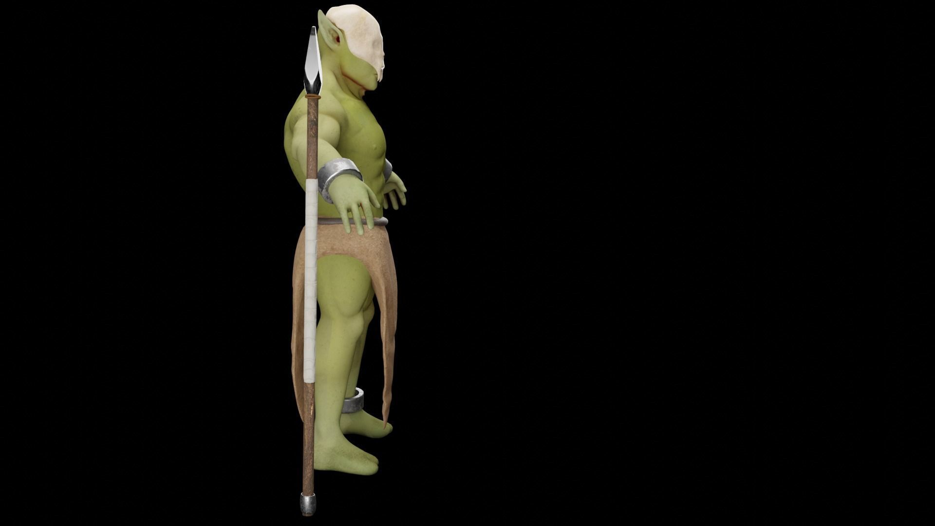 Low poly hunter model humanoid with bow and arrow Low-poly 3D model_3