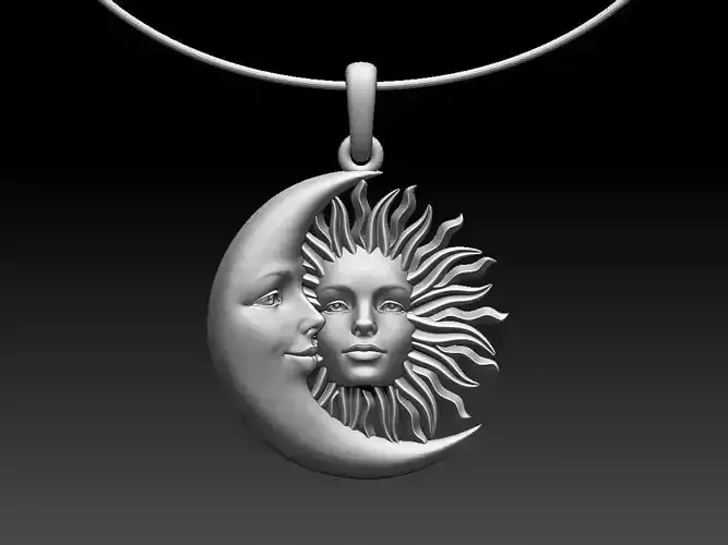 pendant sun moon 3D print model