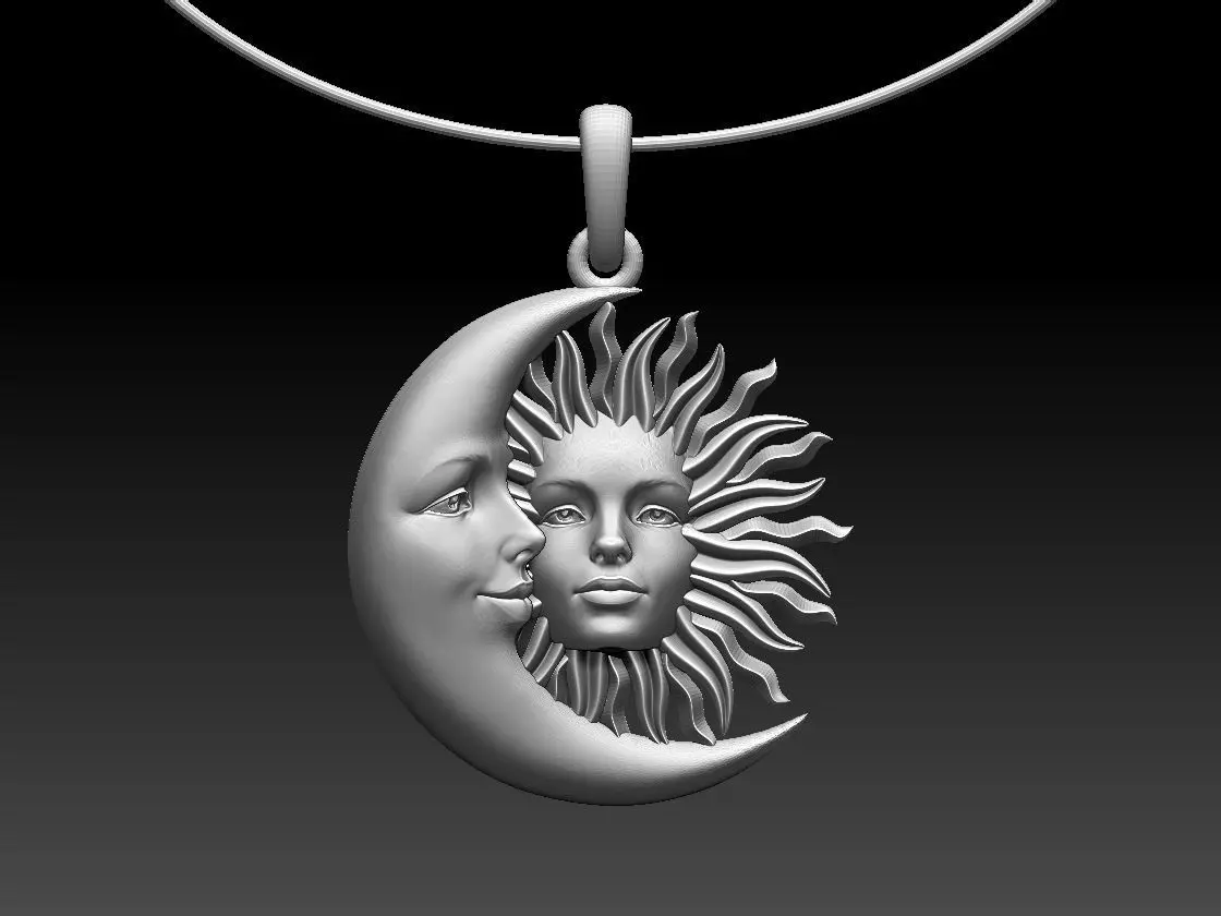 pendant sun moon 3D print model