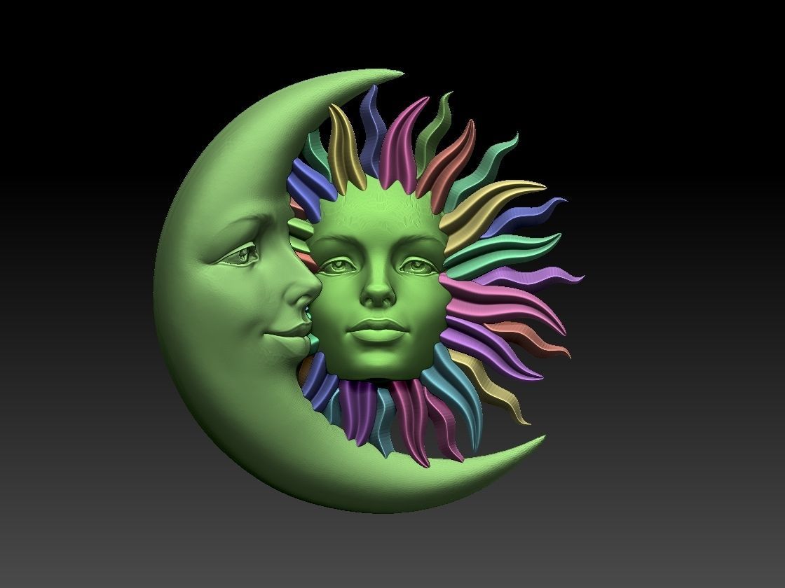 sun moon 3D print model_2