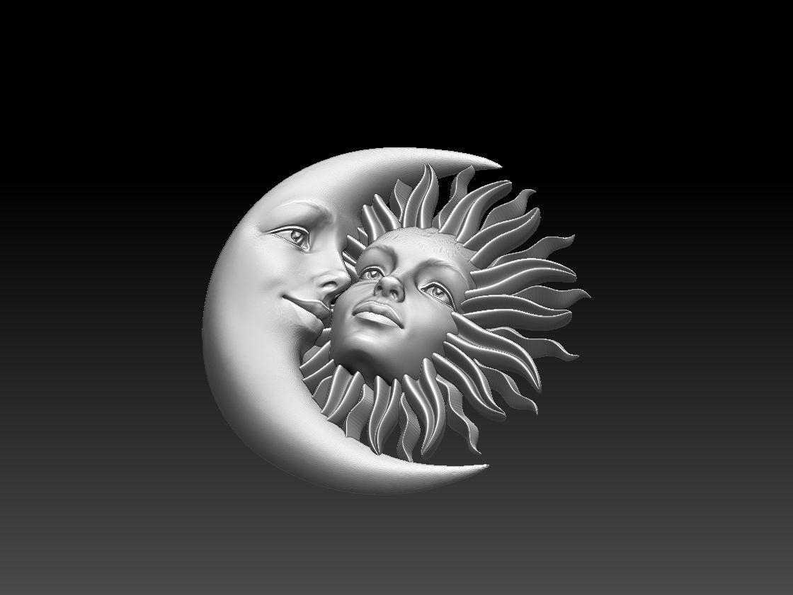 sun moon 3D print model_1