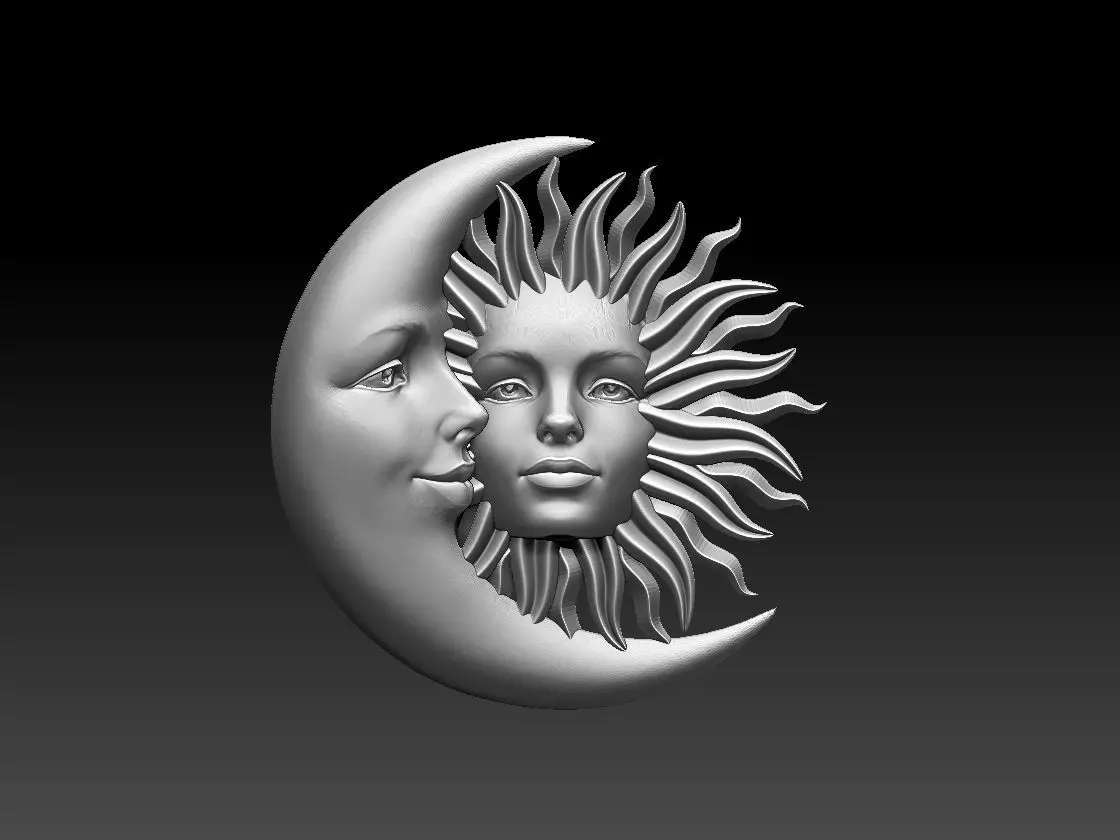 sun moon 3D print model_0