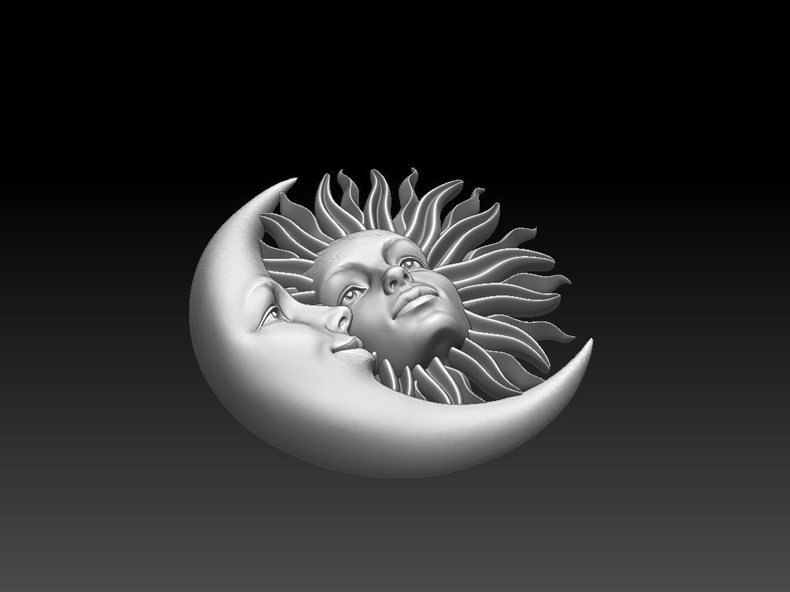 sun moon 3D print model_3