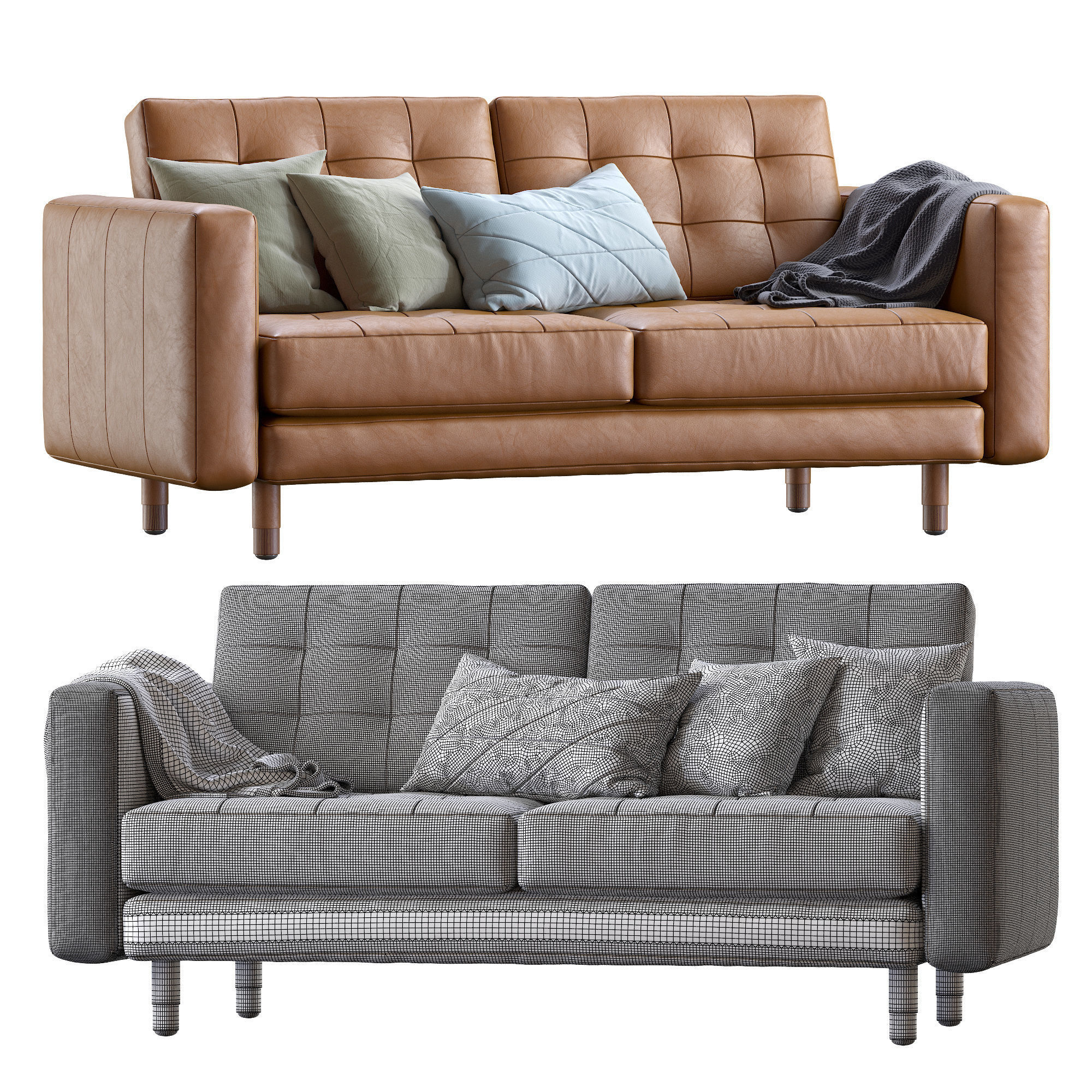 Sofa Landskrona leather By Ikea 3D model_14