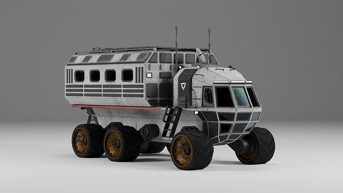 Low Poly rover with cargo modules Low-poly 3D model