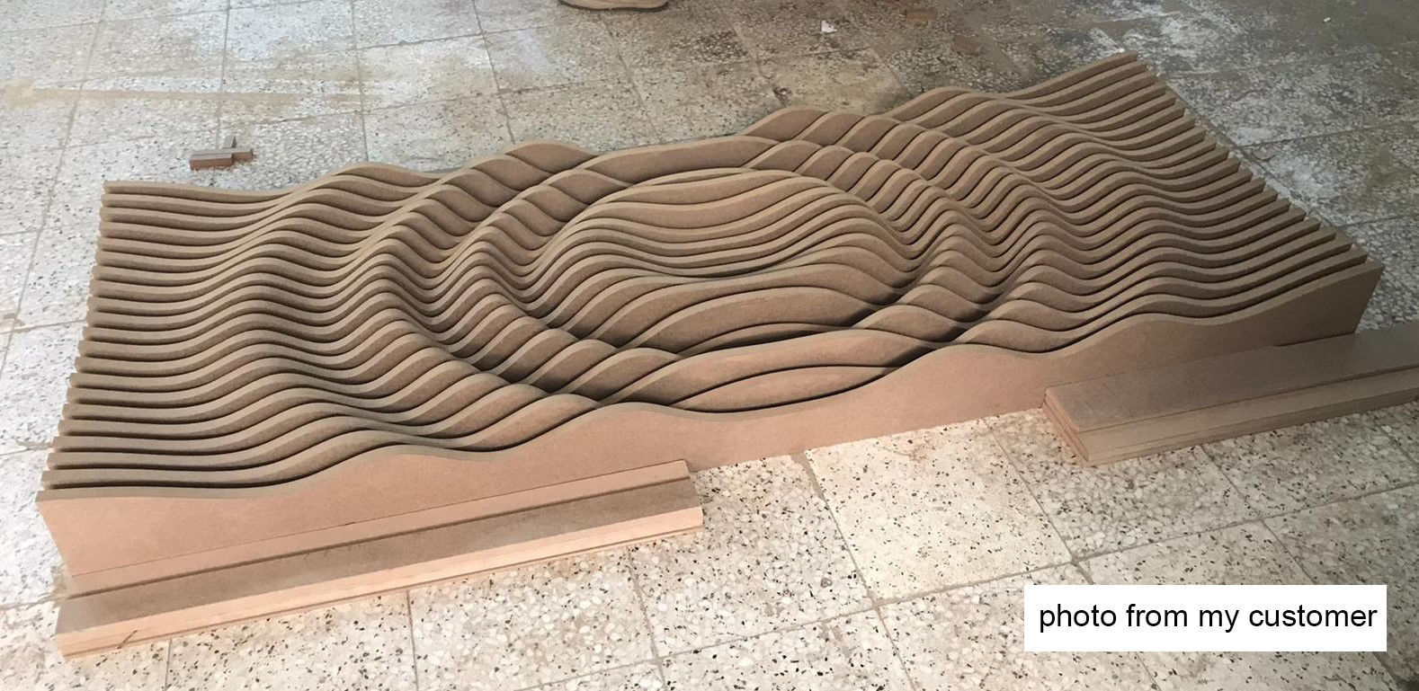 Parametric Wavy Wooden Wall Decor 13 - CNC files for cutting 3D model_6