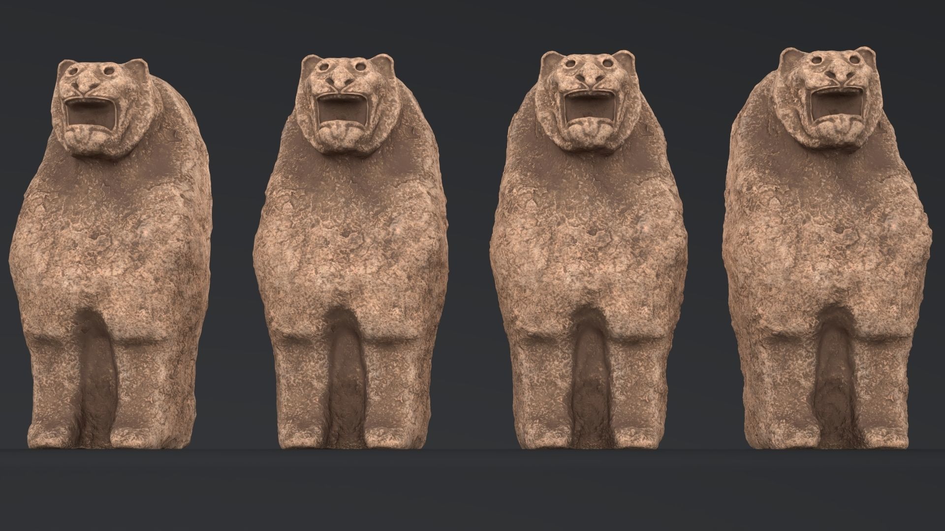 Hittite Lion Statue Low-poly 3D model_6