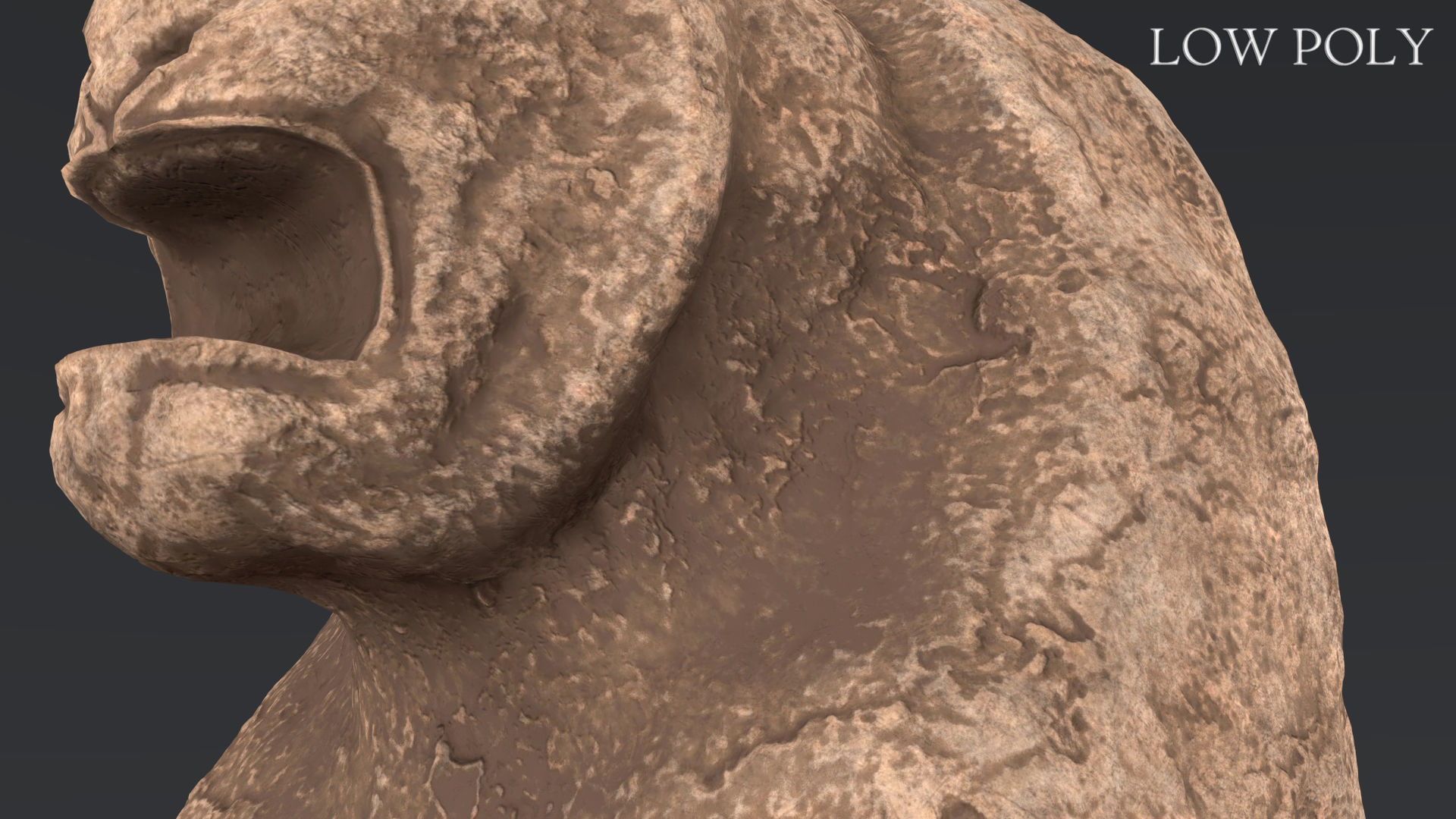 Hittite Lion Statue Low-poly 3D model_37