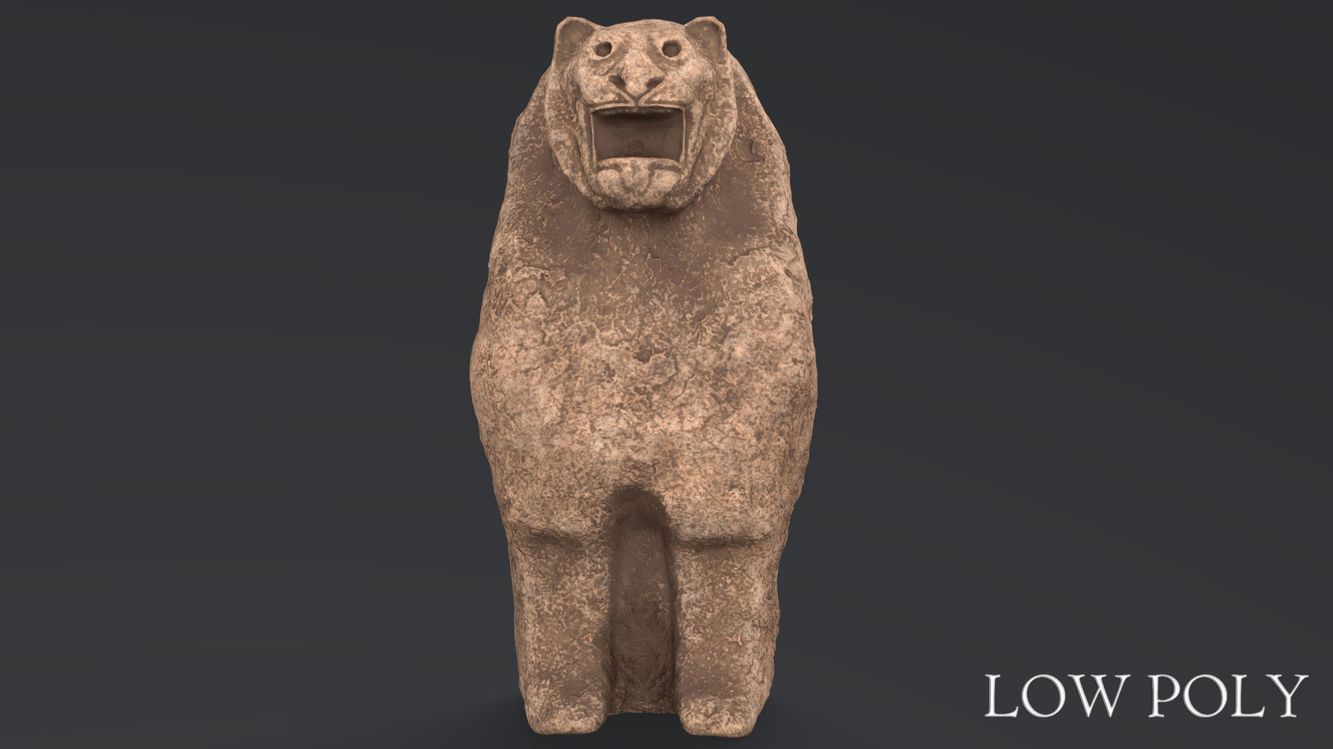 Hittite Lion Statue Low-poly 3D model_17