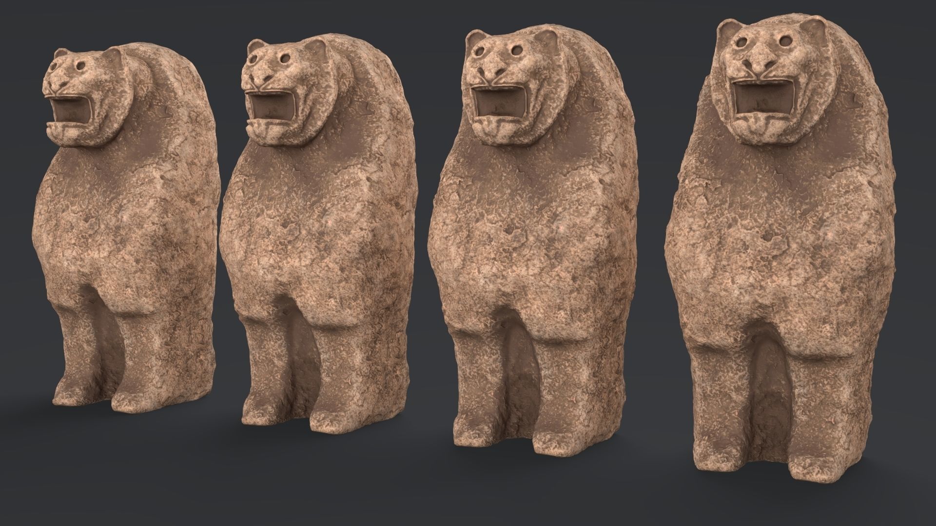 Hittite Lion Statue Low-poly 3D model_3