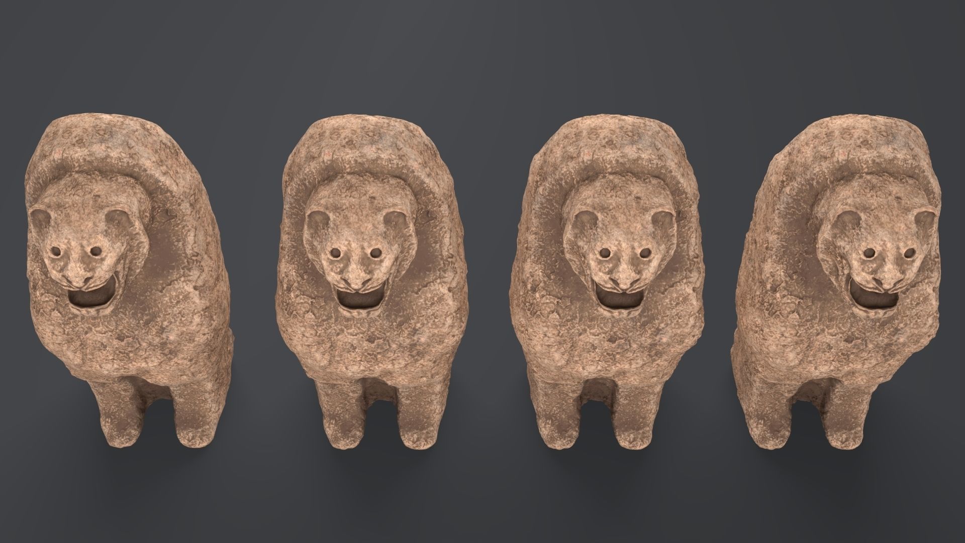 Hittite Lion Statue Low-poly 3D model_8