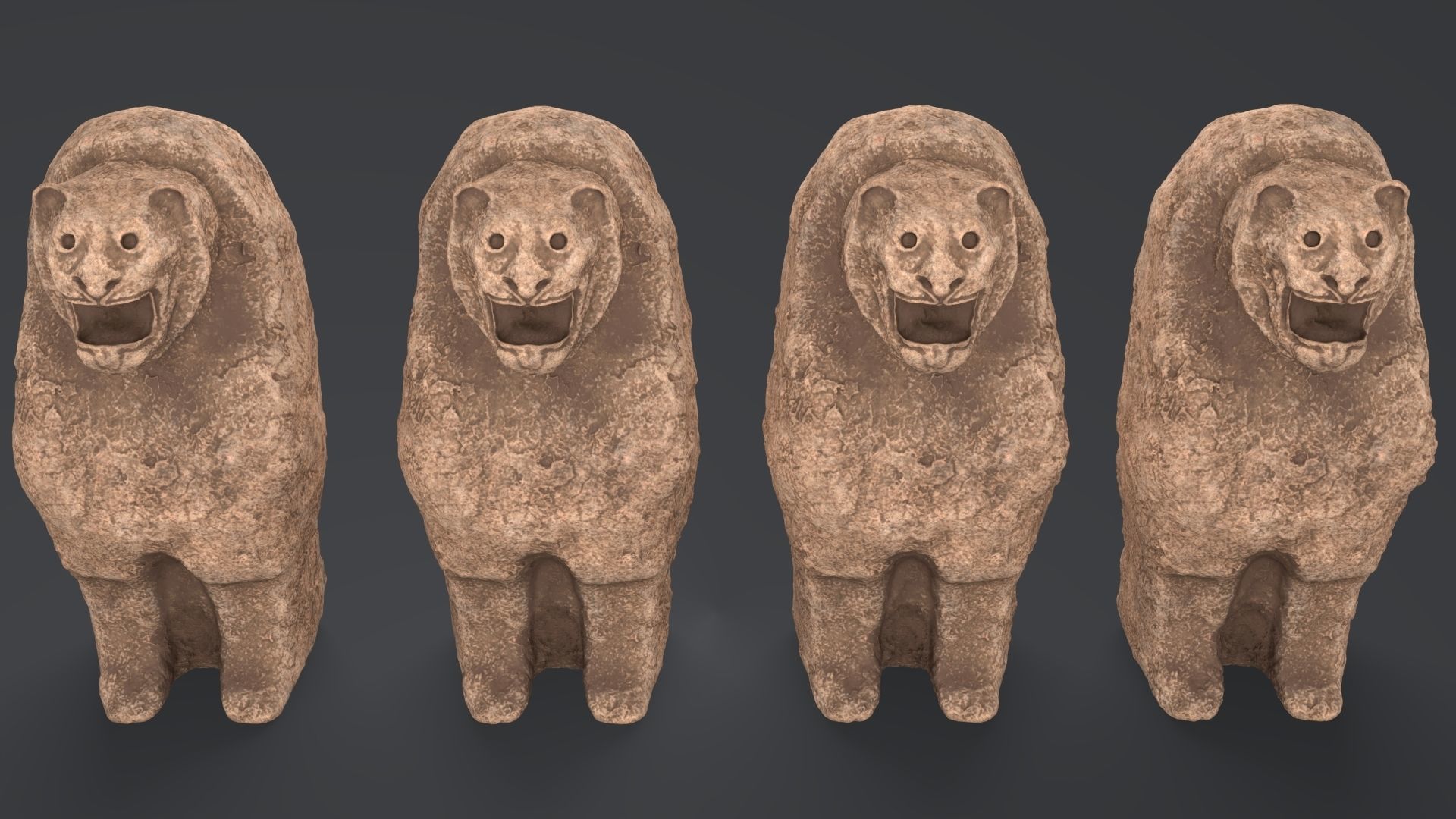 Hittite Lion Statue Low-poly 3D model_7