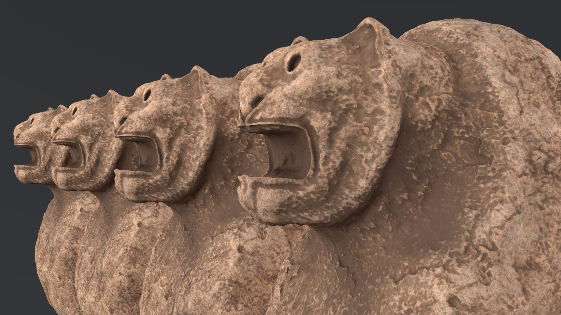 Hittite Lion Statue Low-poly 3D model_15
