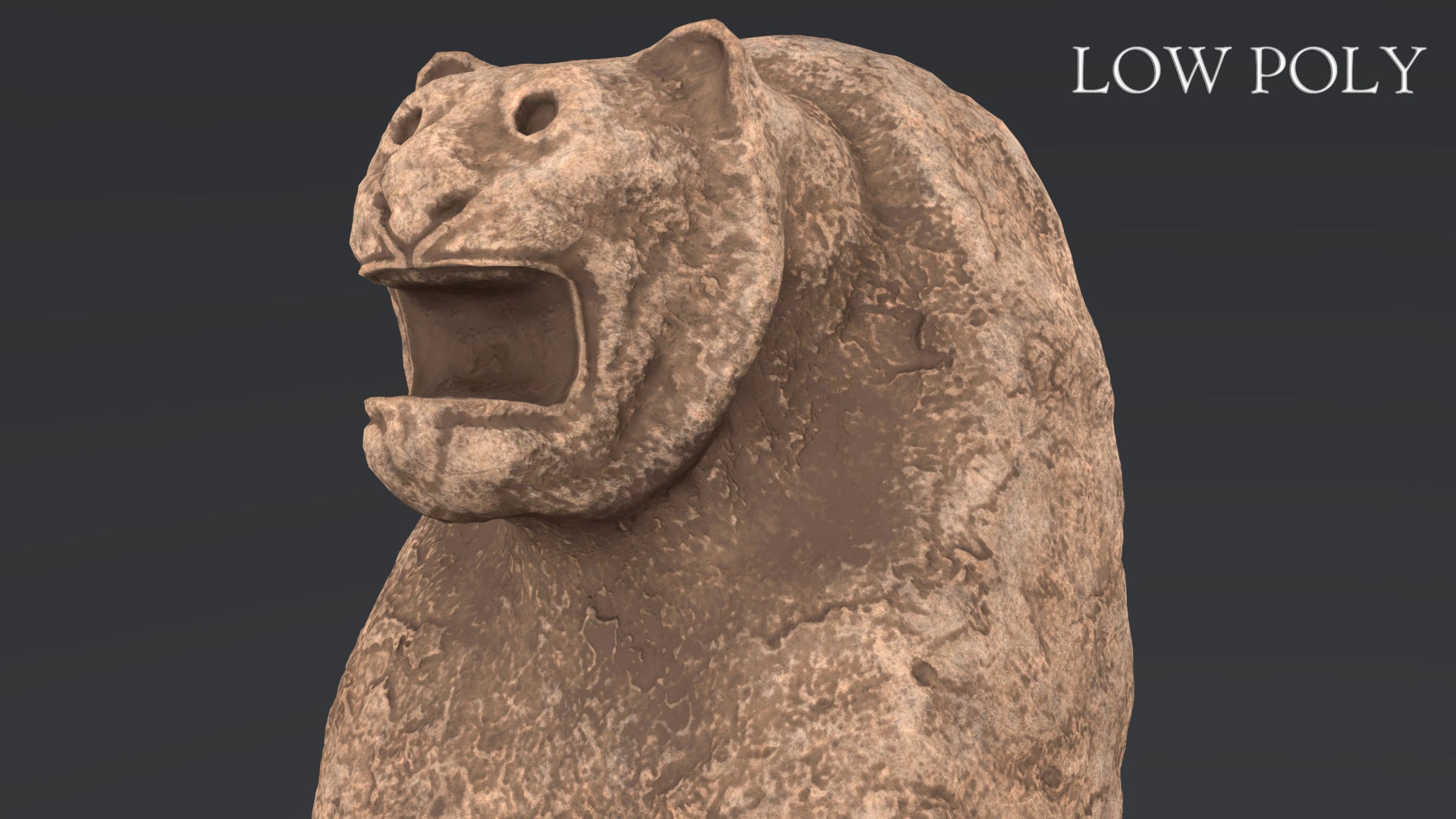 Hittite Lion Statue Low-poly 3D model_25