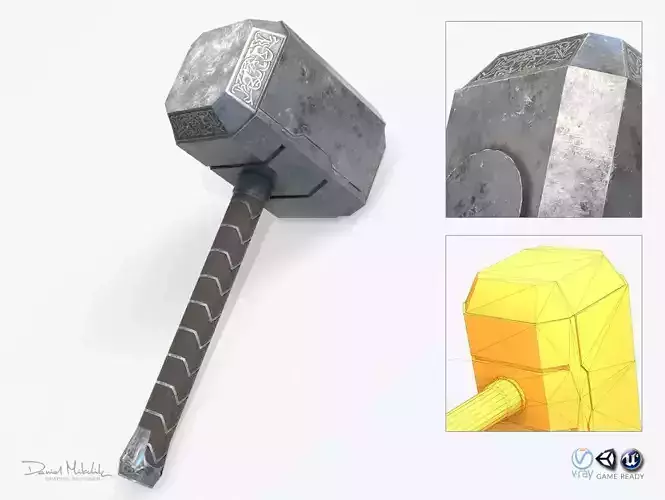 Thor Hammer Low Poly PBR