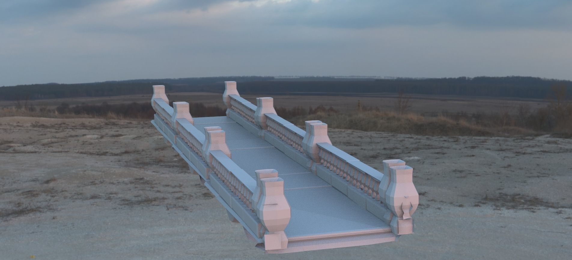 Bridge low down walkway 3D model_1
