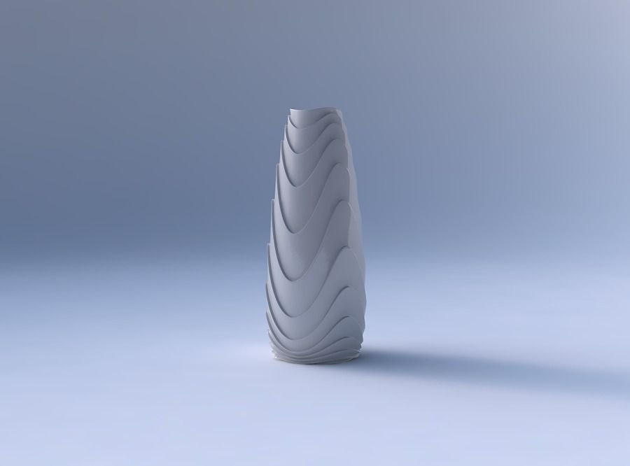 Vase Bullet with horizontal wavy layers 3D print model_4