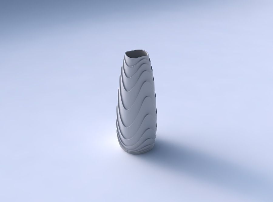 Vase Bullet with horizontal wavy layers 3D print model_3