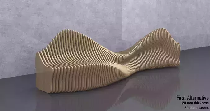 Parametric Wavy Wooden Furniture - Bench - CNC files for cutting