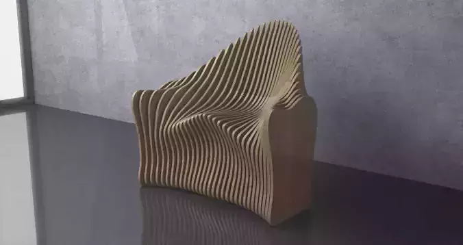 Parametric Wavy Wooden Furniture 08 -  CNC files for cutting