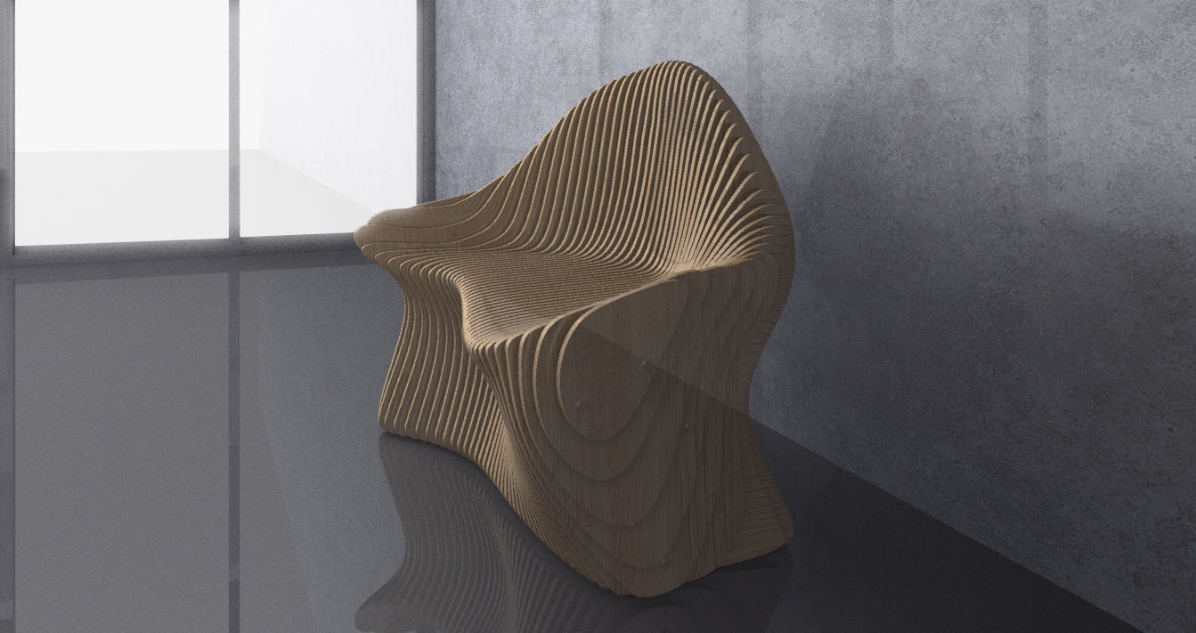 Parametric Wavy Wooden Furniture 09 - CNC files for cutting 3D model_3
