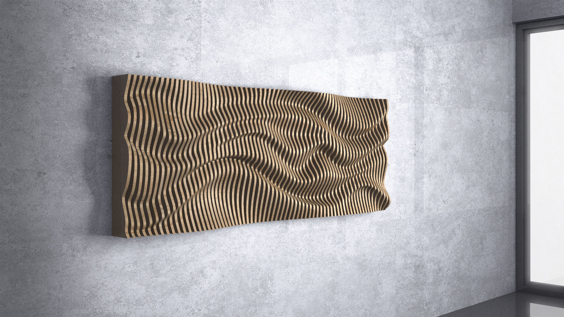 Parametric Wavy Wooden Wall Decor - 21 - CNC files for cutting 3D model_4