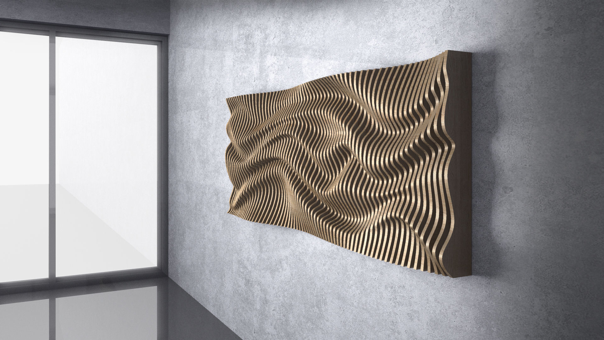 Parametric Wavy Wooden Wall Decor - 21 - CNC files for cutting 3D model_1