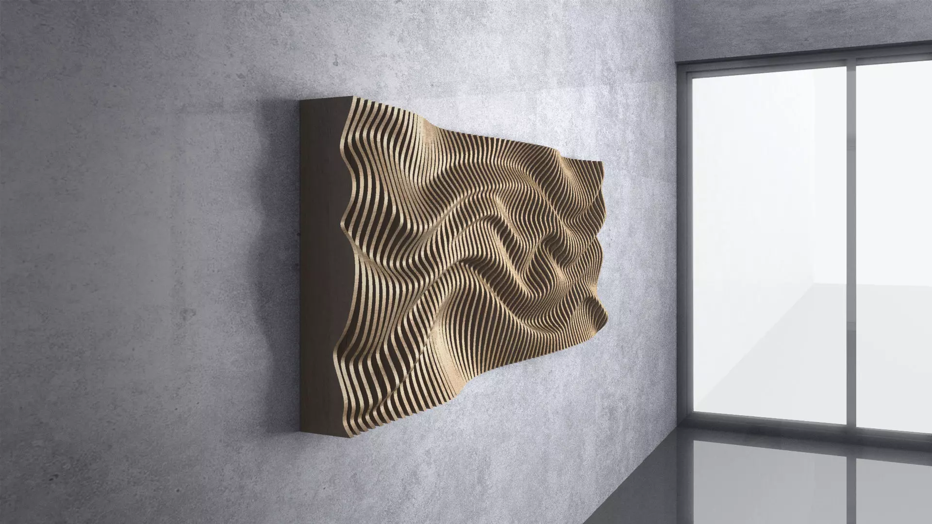 Parametric Wavy Wooden Wall Decor - 21 - CNC files for cutting 3D model_0