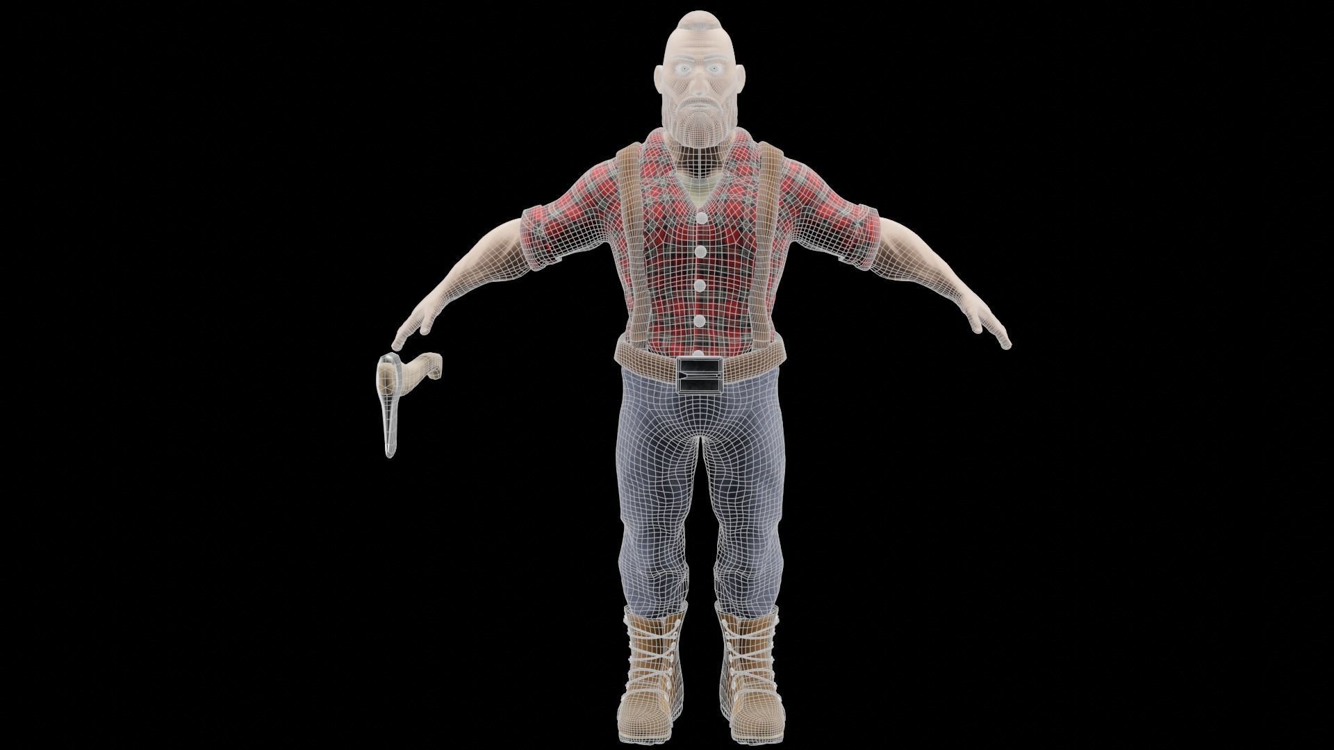 Lumberjack fortnite character - Low-poly 3D model_6