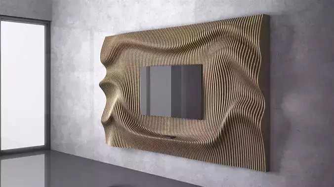 Parametric Wavy Wooden Wall Decor 22 -  CNC files for cutting 3D model