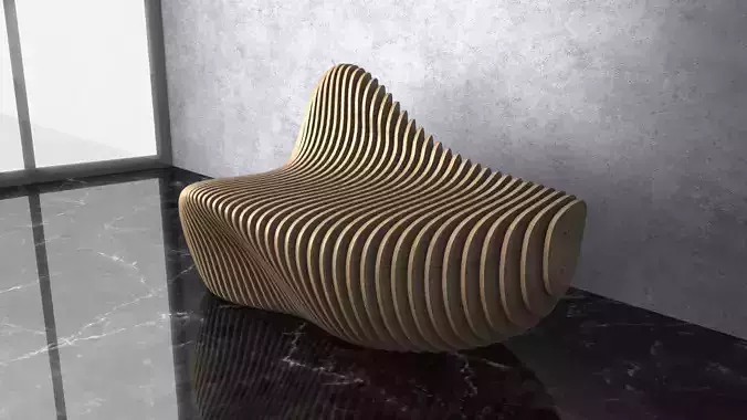 Parametric Wavy Wooden Furniture 13 -  CNC files for cutting