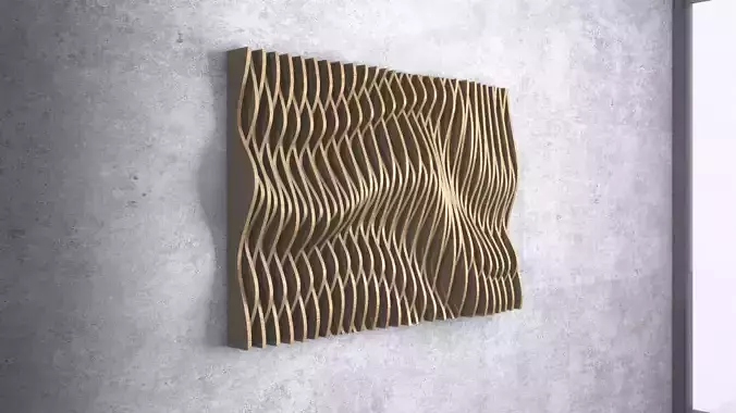 Parametric Wavy Wooden Wall Decor - 23 - CNC files for cutting
